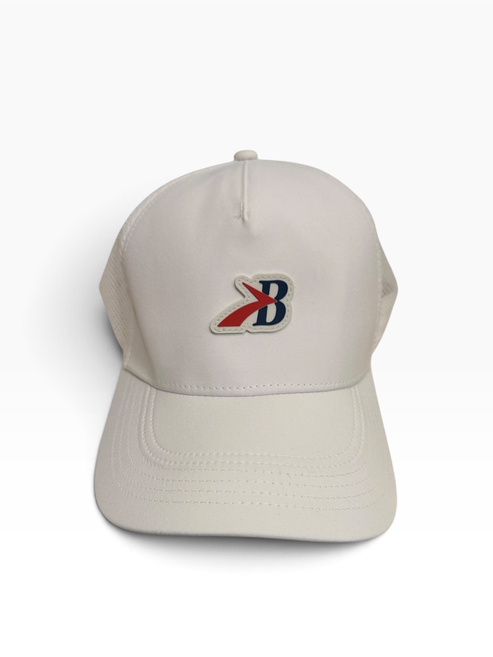 Brooks White Baseball Cap with Red & Navy 'B' Patch Snapback
